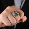 Anillo de Plata con Mantra de Seis Palabras para Hombre, Anillo Individual Vintage de Moda, Anillo Giratorio Personalizado Vintage Rotatorio