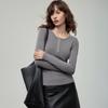 Elegante Camiseta de Manga Larga Ajustada con Cuello Henry para Mujer, Nuevo Estilo Otoño 2026, Camisa Básica Adelgazante de Color Sólido