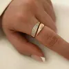 Anillo Geométrico de Aleación Europeo y Americano con Diamantes Completos de Apertura Ajustable Joyería Femenina Fabricante al por Mayor