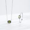 Nova S925 Sterling Silver Olive Green Oval Pingente Colar Estilo Mori Fresco Ins Estilo Clavícula Cadeia