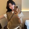 Chaleco Tejido Bordado para Mujer Ropa Exterior Primavera y Verano Nuevo Estilo Coreano Chic Top Apilado Adelgazante Suéter sin Mangas Estilo Coreano