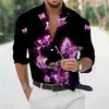 Camisa Estampada Abstrata com Arte Degradê Nova 2024 Para o Dia a Dia Primavera Verão Camisa de Manga Longa Dobrável