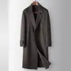 Casaco longo de lã dupla face com abotoamento duplo, de cashmere, para homens, adequado para jovens e meia-idade, em estilo de negócios clássico, trench coat quente