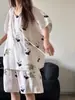 [En Stock] Pijama de Algodón y Seda Estilo Francés para Mujer, Primavera y Otoño, Corte Holgado, Gama Alta, Manga Larga, Pantalón Largo, Conjunto Casual para Estar en Casa