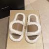 Comercio Exterior Nuevas Pantuflas Mao Mao de Velcro de Cuero PU para Mujer Otoño e Invierno Moda para el Hogar Abertura para Pie Grande Pantuflas de Algodón Transfronterizas