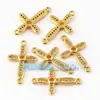Acessórios para Joias DIY Cobre Puro Banhado a Ouro Micro-Incustado Conector Cruz 21mm Pulseira Corda Trançada