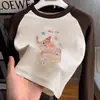 Camada Base de Pelúcia para Meninas 2026 Novo Estilo Top Escovado Infantil Roupa Íntima Casual Camiseta Raglan de Manga Longa Outono/Inverno