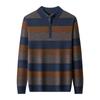 Suéter de lana pura 100% para hombre, otoño, mediana edad, moda, cuello alto, cremallera, jacquard, tejido, grueso, de lana