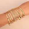 Conjunto Europeu e Americano Transfronteiriço de Dez Peças de Pulseiras Largas Personalizadas na Cor Dourada, Conjunto de Pulseiras Exageradas Empilháveis, Luxo Leve