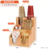 Soporte para Vasos Tienda de Té con Leche Café Suministros Comerciales para Bar Caja de Almacenamiento para Servilletas y Popotes Soporte Desechable para Vasos Dispensador de Vasos