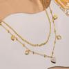 Moda Amor 2024 Acero de Titanio Doble Personalidad Diamantes Incrustados Corazón de Durazno Cuentas Redondas Cadena Clavicular Diseño Nicho Joyería Collar