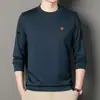 Sudadera unisex de cuello redondo para primavera y otoño, camiseta básica holgada y elegante para hombres jóvenes y de mediana edad, camiseta de manga larga moderna para papás