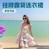 Aliexpress Roupa Feminina Europeia e Americana Transfronteiriça Verão 2025 Novo Vestido Floral com Gola Halter Costas Abertas Amarrado