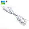Interruptor 303 com plugue redondo europeu de dois pinos, fio trançado branco, cabo de alimentação para interruptor de luminária de mesa, cabo de alimentação padrão europeu