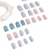 A Mais Nova Manicure Estilo Natalino Patch de Manicure de Alta Qualidade Usável Azul Leite Moda Patch de Unha Postiça Rosa e Branco