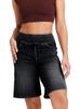 Shorts Jeans Wide-Leg de Cintura Alta com Bigodes Transfronteiriços Novos para Mulheres, Emagrecedor, Solto, Alta Elasticidade, Shorts Fitness com Bolsos