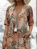 Vestido de Moda Europea y Americana 2025 Transfronterizo Nuevo Estampado de Encaje con Cuello en V y Mangas Cortas