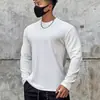 Camiseta de Cuello Redondo Ropa de Fitness para Hombre Tendencia Masculina Casual Deportiva Manga Larga Holgada Sudadera de Running Tops Primavera y Otoño