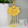 Pingente de Bolsa com Fecho de Franja e Design Esculpido Vazado, Sino de Cobre Banhado a Ouro, Nova Corrente para Clavícula Estilo Chinês