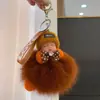 Lindo Colgante Llavero Bola de Pelo de Zorro, Encanto Creativo Personalizado de Peluche de Muñeca Durmiente de Gama Alta para Bolso, Pequeño Regalo