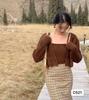 Conjunto de duas peças de camisola de pele sintética 2023 outono e inverno estilo coreano suéter de manga longa cardigã casaco feminino top solto