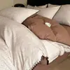 Conjunto de cama luxuoso e elegante de quatro peças em algodão com acabamento escovado, incluindo uma fronha de jacquard 100% algodão, lençol de cima e lençol com elástico