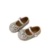 Zapatos de Cuero para Niñas 2026 Verano Nueva Moda Zapatos Mary Jane de Princesa para Niños Pequeños con Lazo de Pedrería Zapatos Pequeños de Cuero
