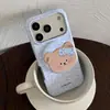 Funda de oso de dibujos animados con estampado de leopardo adecuada para Apple 18 Pro Max, iPhone 17 magnético, 16 con soporte, 15 lindo