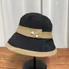 Sombrero de Pescador Nuevo Estilo Primavera y Verano Bloque de Color para Mujer con Decoración de Perlas, Elegante y de Moda para Viajar, Hace que la Cara se Vea Más Pequeña, Sombrero de Sol Versátil