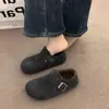 Zapatos peludos tipo Birkenstock para mujer, forrados de polar, cálidos, con hebilla, de lana, colección otoño/invierno 2026, estilo coreano, versátiles, casuales, con punta cerrada