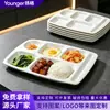 Plato Blanco de Melamina Dividido para Comida Rápida para Uso Comercial en Cafeterías Escolares y Restaurantes, Plato de Plástico Resistente a la Rotura con Múltiples Compartimentos Vajilla