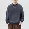 Ropa para Hombre Fengshe / Nueva Primavera y Otoño Retro Japonés Tejido Denim para Hombre Cuello Camisero Manga Larga Desgastado Lavado Holgado Sudadera