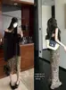 Graciosa Saia de Gaze da Sorte com Estampa de Leopardo e Estampa de Leopardo Deslumbrante, com Alta Versatilidade e Acabamento em Viés
