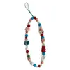 Corrente para Celular de Urso Coração Estrela Colorida Contrastante Vermelho e Azul com Contas Sexy Doce Ins Colorida de Nicho Lanyard para Câmera Ccd