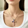 Pingente Forma de Coração Gota d'água Cruz Bandeira Americana Cobre Zircônia Personalizado Versátil Colar Colar Bandeira Americana