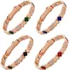 Pulsera Magnética Popular Transfronteriza Europea y Americana, Elegante Aleación de Trébol de Lujo Ligero Incrustada con Diamantes, Pulsera Magnética Antiestática de una Sola Fila