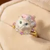 Anel de Gatinho com Laço da Moda e Fofo para Mulheres, Design de Nicho, Adorável Anel de Dedo Indicador de Animal de Estimação, Doce, Divertido e Exquisito