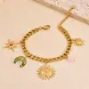 Estilo Neutro Estrella Sol Cerámica Arcoíris Pulsera Acero Inoxidable Impermeable No Descolora Joyería Transfronteriza para Mujeres Venta al por Mayor en Stock