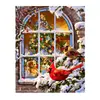 Fábrica de pintura al óleo digital DIY de nieve para ventana, venta al por mayor, marco combinado sin marco, buen marco interior estirado, estilo de generación de múltiples bordes