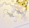 S925 Prata Esterlina Diamante Zircão Floco de Neve Pérola Brincos Longos Feminino Estilo Coreano Nova Chegada Brincos de Gancho de Orelha Brincos de Prata Shopping Mall