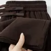Calças casuais de atacado transfronteiriças com cordão, calças femininas de outono, longas, simples, elásticas, cintura alta, retalhos, soltas, retas, perna larga