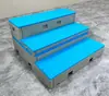 Nuevo Modelo de Plataforma de Coro Plegable Push-Pull de Plástico PE con Tapa abatible para Aula de Música, Plataforma de Coro Móvil de Tres Niveles para Escuela