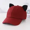 Gorra de Béisbol con Orejas de Gato, Gorra de Pico Linda y Única de Algodón Ajustable para Pareja de Mujeres, Estilo Urbano Primavera y Verano Gorra de Hip-Hop