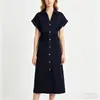 Moda europea y americana transfronteriza para mujer, popular en AliExpress, elegante vestido midi para ir al trabajo, estilo socialité, corte ajustado, entallado en la cintura, vestido de longitud media