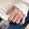 Anillo de Textura Geométrica para Mujer, Sencillo y Lujoso, de Doble Capa, de Nicho y de Moda, Perla Artificial, Exquisito Anillo Abierto para Dedo Índice