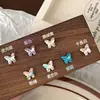 Pendientes de Mariposa Brillantes de Diamantes de Colores para Mujer, Clavos para Cartílago de Oreja, Clavos de Rosca, Estilo Minimalista, Pendientes de Moda Cool para Chicas de Gama Alta