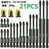 Juego de 12 Piezas de Brocas de Impacto con Anillo Verde Cruzado S2 Ph2 Magnético Fuerte Negro Alta Dureza para Destornillador Transfronterizo