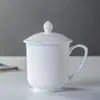 Taza de Té de Cerámica Jingdezhen con Tapa, Taza de Oficina, Taza de Agua de Porcelana Ósea, Taza para Conferencias, Taza de Té para Sala de Conferencias de Hotel
