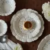 Prato de Tigela Floral Azul Retrô Francês Prato de Cerâmica Tigela de Cerâmica Renda de Alto Valor Prato de Sobremesa Tigela de Salada
