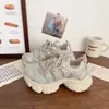 Zapatillas Blancas de Malla con Cordones y Suela Gruesa para Mujer, Nueva Moda Verano 2026 Versátiles Deportivas Casuales Transpirables Zapatos de Papá